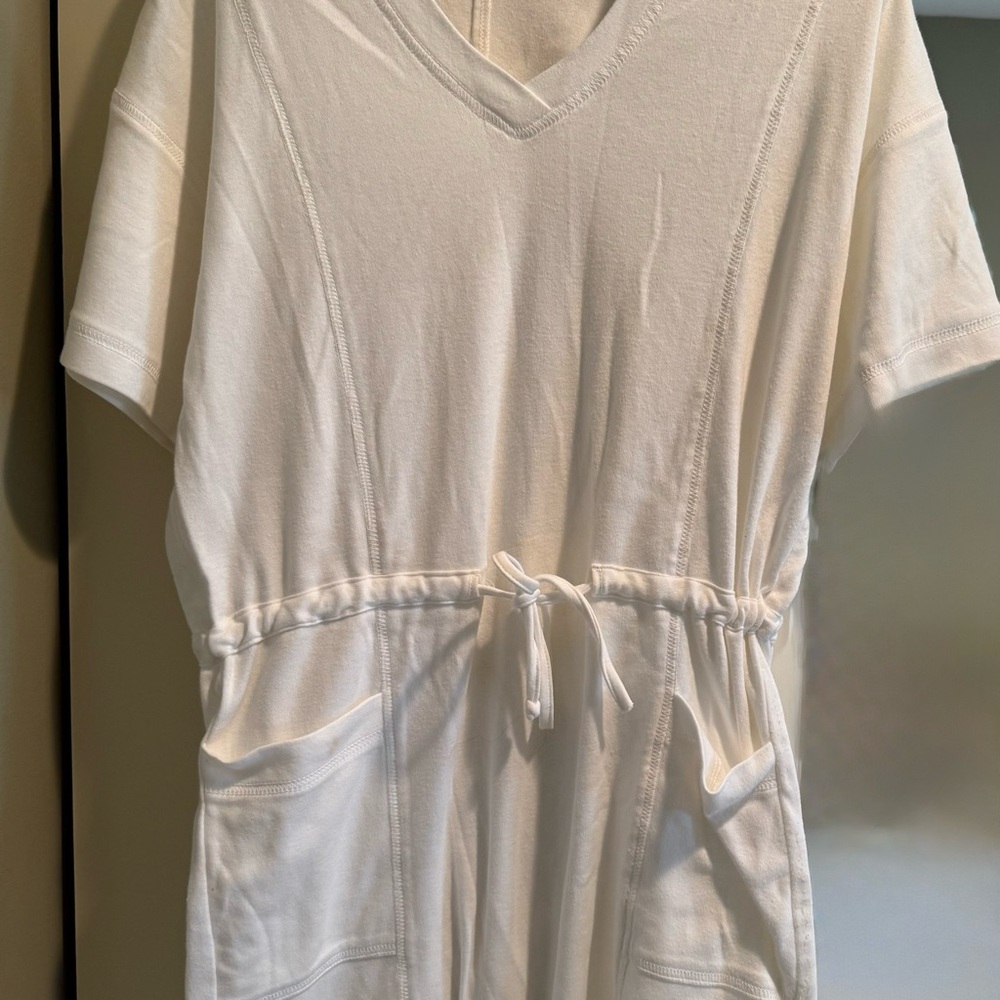 White V-Neck Bathing Suit Coverup